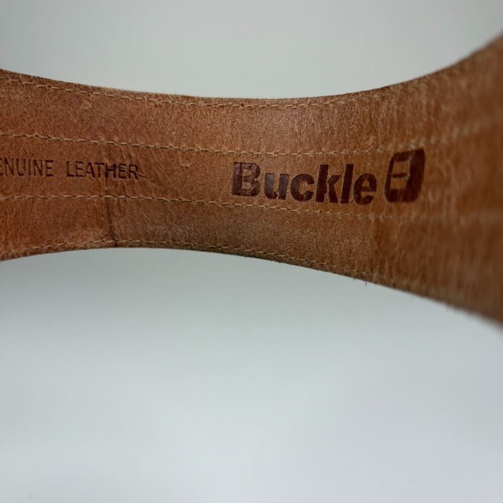 2000s Cracked Leather Look Floral Belt - Picture 6 of 6